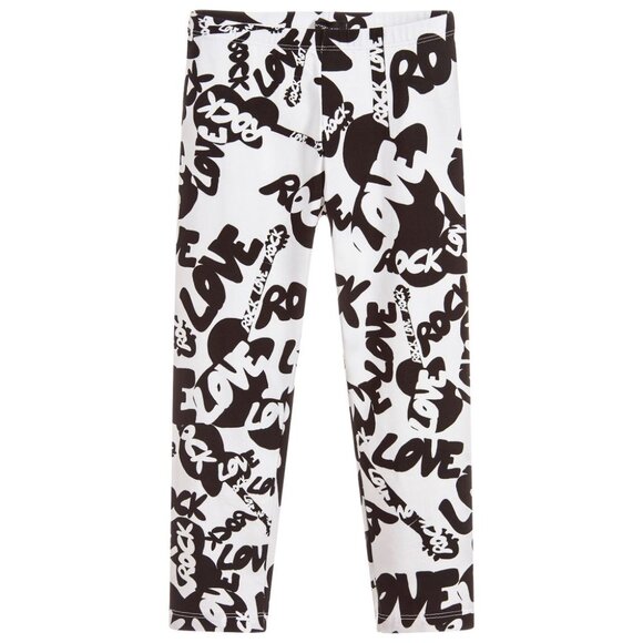 Monnalisa Black & White Cotton Leggings - Picture 1 of 5